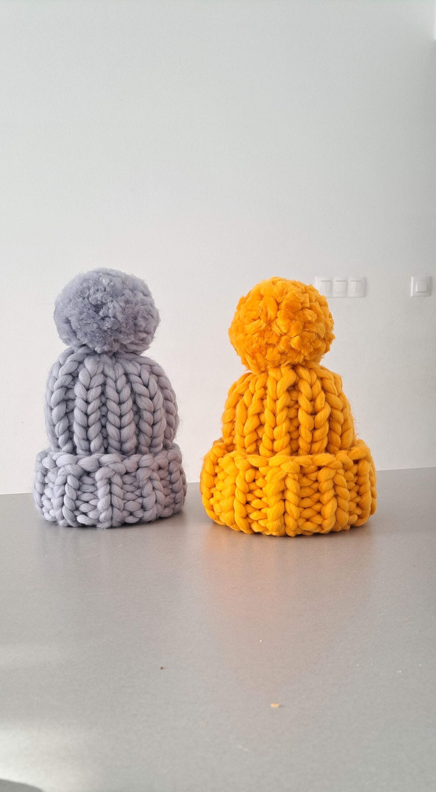 Merino Wool Chunky Knit Beanie Pom Pom Hat
