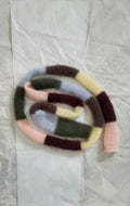 Hand-Knitted Mohair Silk Mini Scarf, Multicolored Striped Neck Scarf