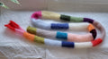 Mohair Silk Mini Scarf, Skinny Multicolored Striped Neck Scarf