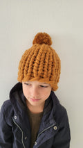 Hand Knitted Merino Wool Kids Pom-Pom Hat (3-10 Years)