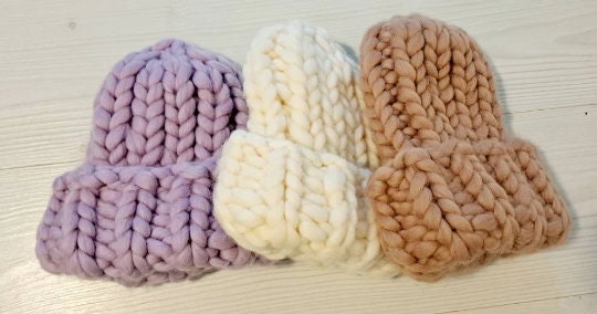 Hand Knit Merino Wool Chunky Beanie: Winter Hat