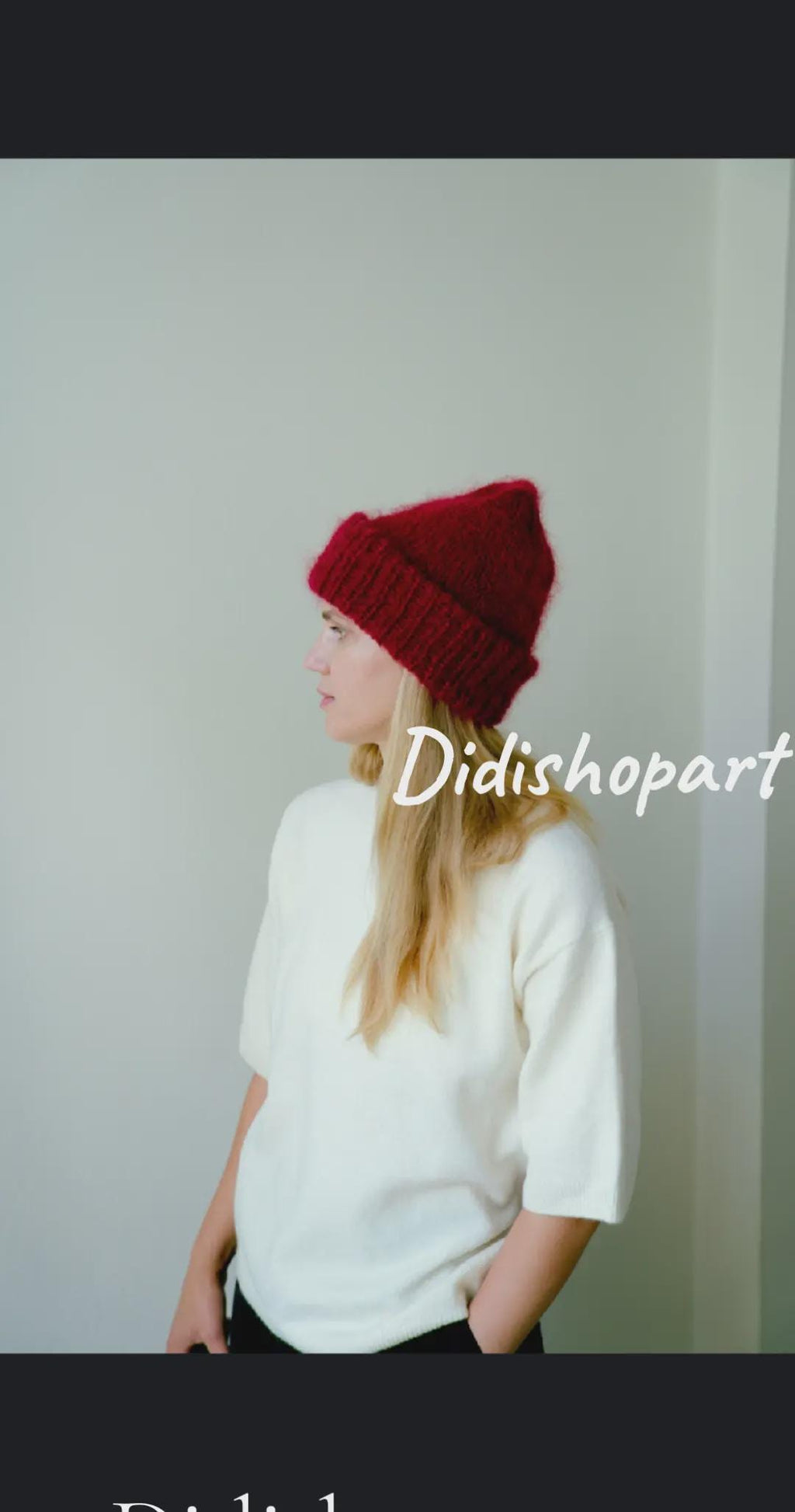 Chunky Mohair Knit Beanie: Fluffy Unisex Winter Hat.Mohair mittens.