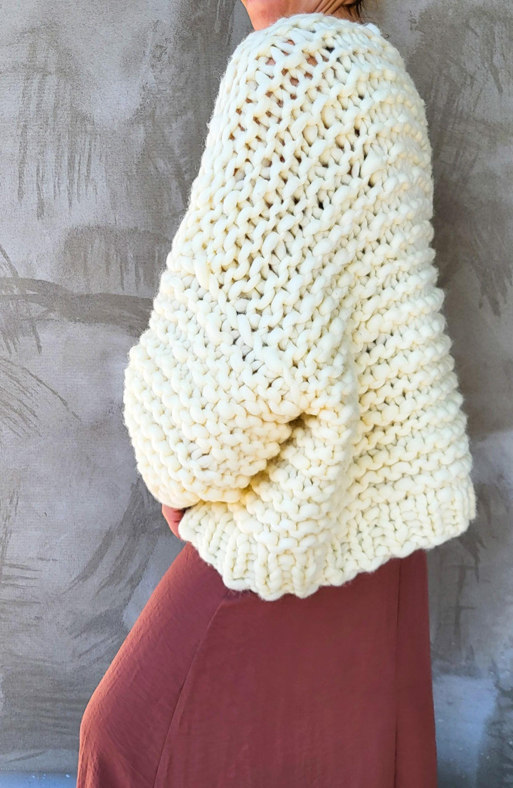 Handmade Chunky Knit Wool Cardigan: Oversized Maxi Duster Sweater