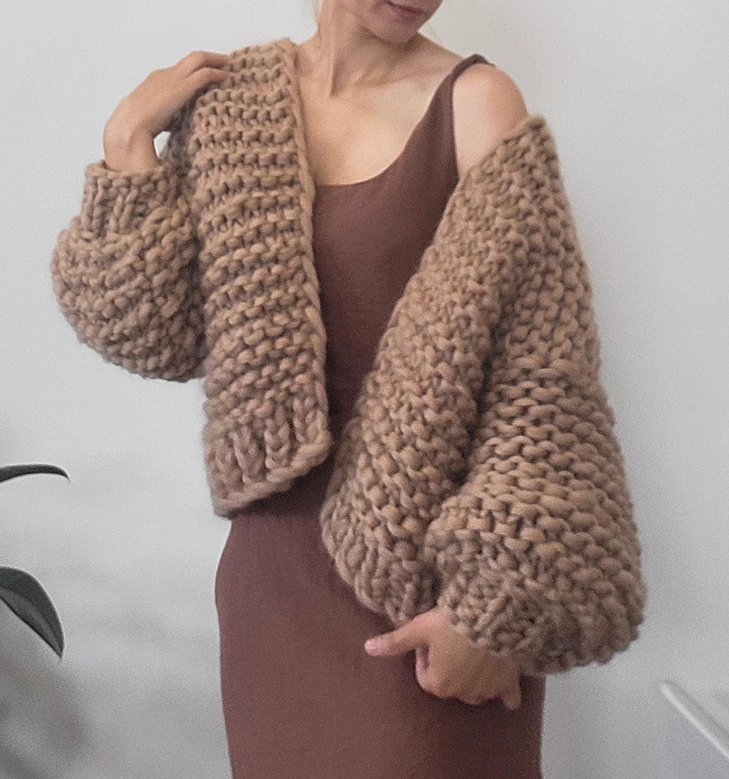Handmade Chunky Knit Wool Cardigan: Oversized Maxi Duster Sweater