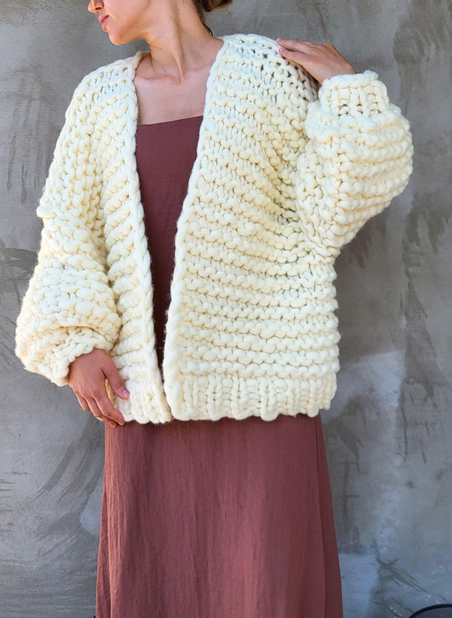 Handmade Chunky Knit Merino Wool Oversize Cardigan