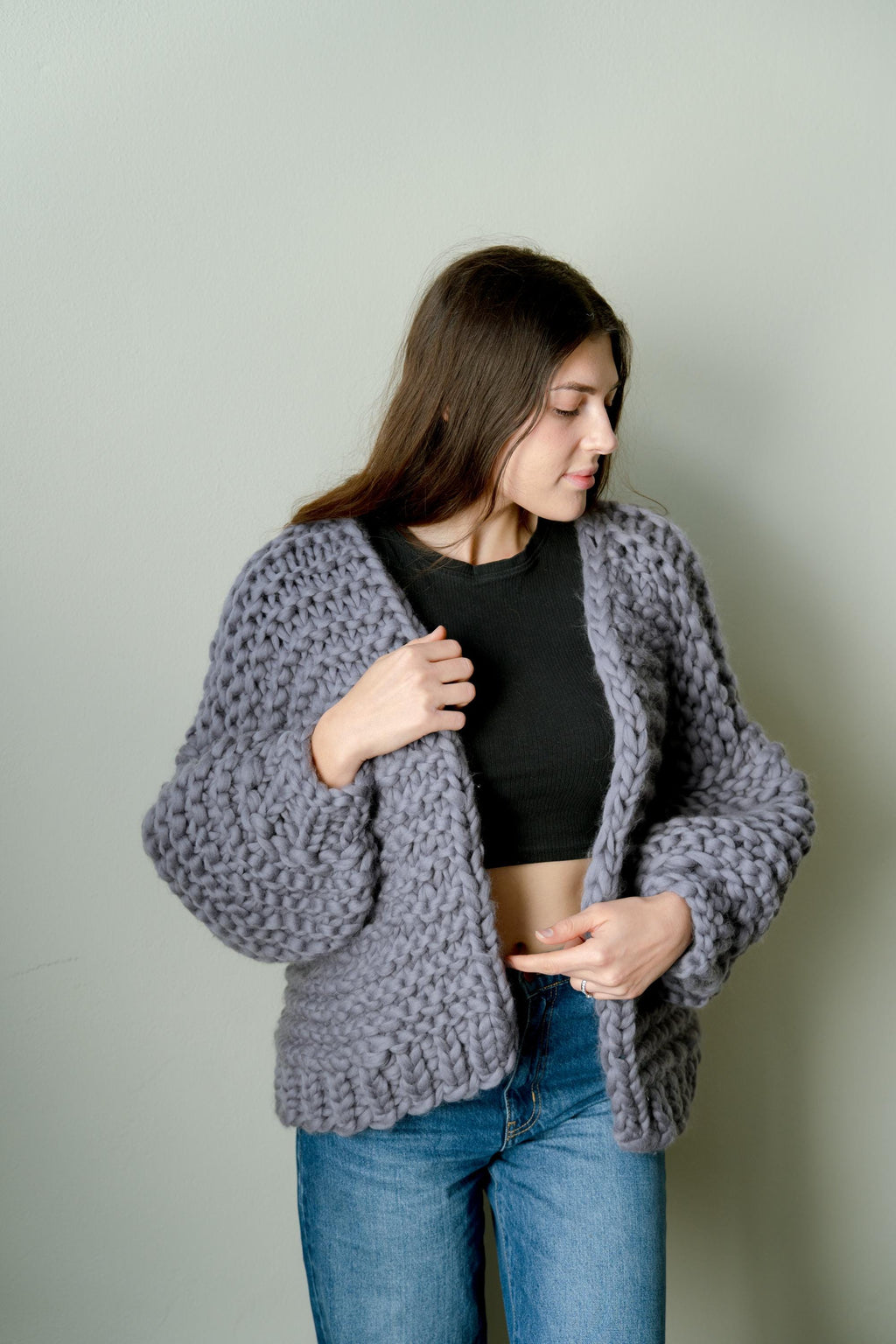 Handmade Chunky Knit Merino Wool Oversize Cardigan