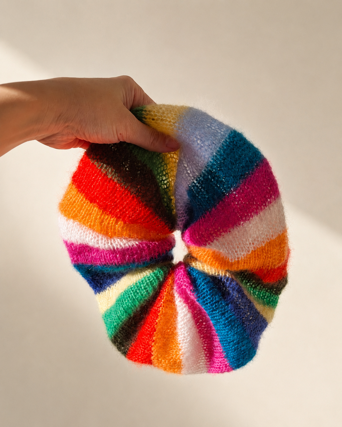 Multicolored mohair scrunchie