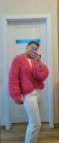 Chunky Merino Wool Cardigan, Oversized Knit Sweater, Winter Warmth