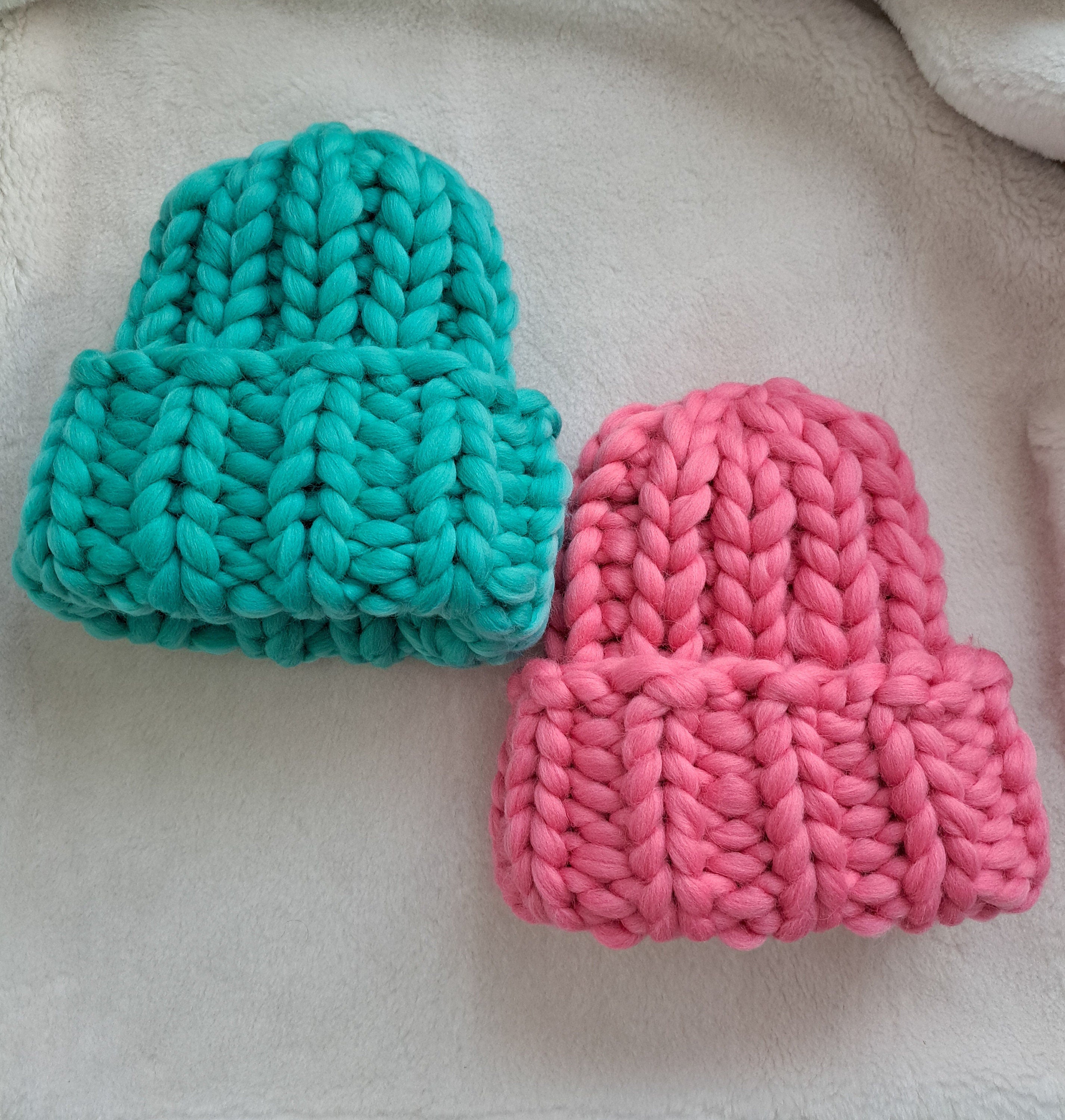 Hand Knit Merino Wool Chunky Beanie: Winter Hat