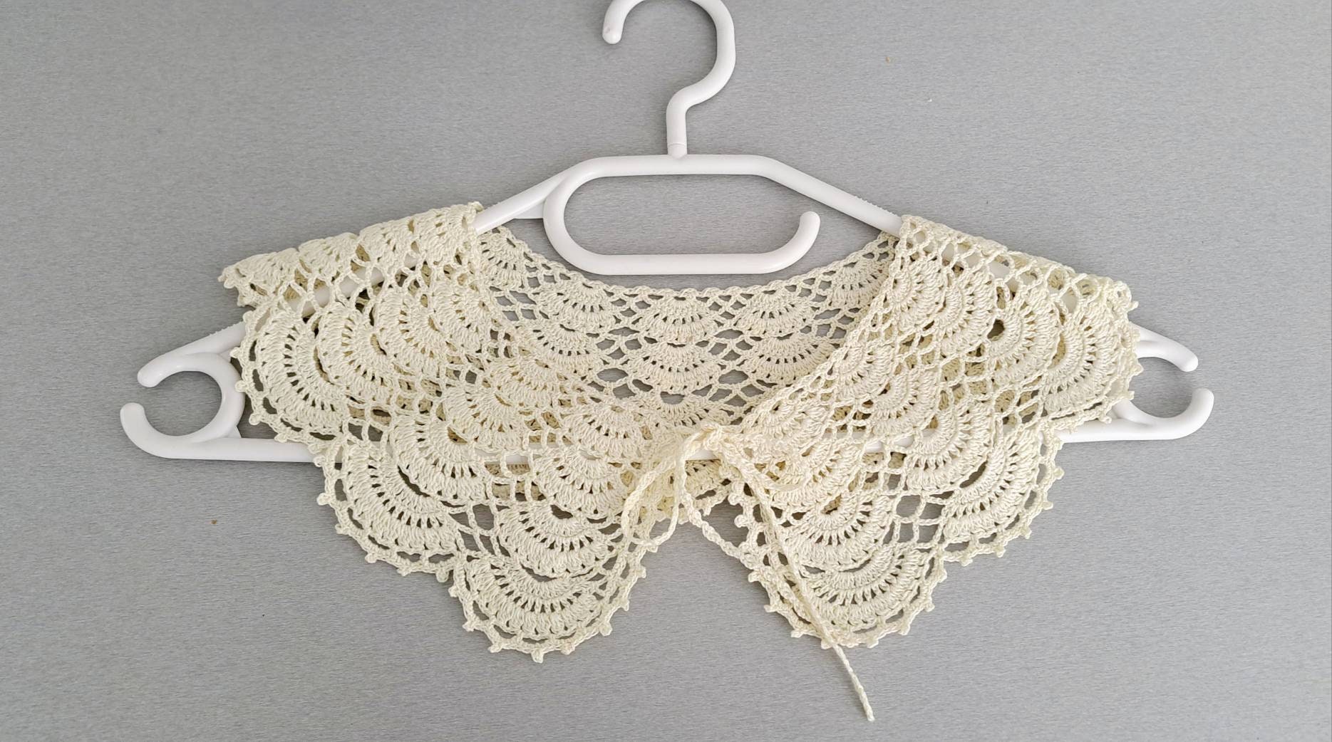 Handmade Crochet Collar: White Cotton Lace, Victorian Style