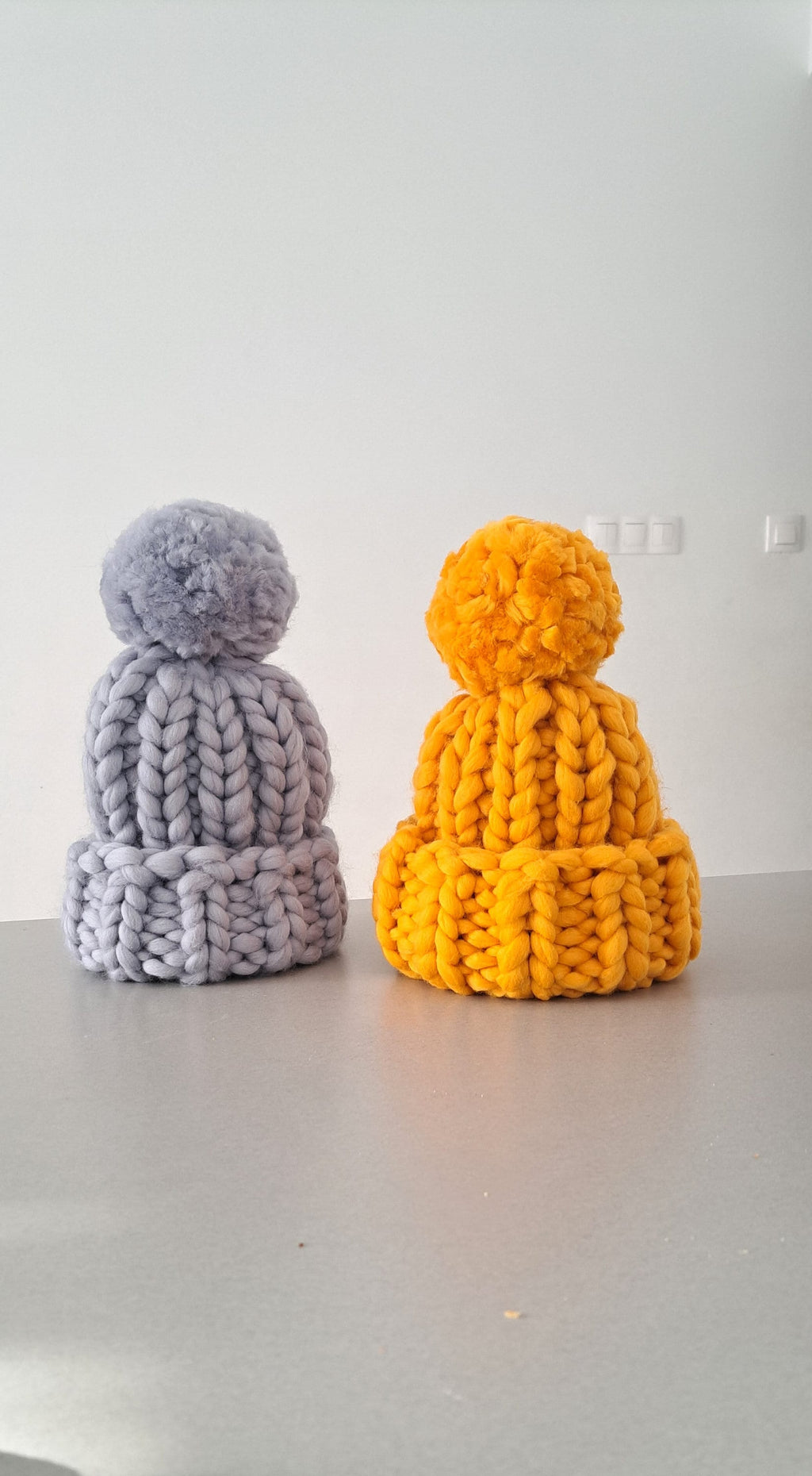 Merino Wool Chunky Knit Beanie Pom Pom Hat