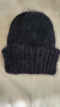 Chunky Mohair Knit Beanie: Fluffy Unisex Winter Hat.Mohair mittens.
