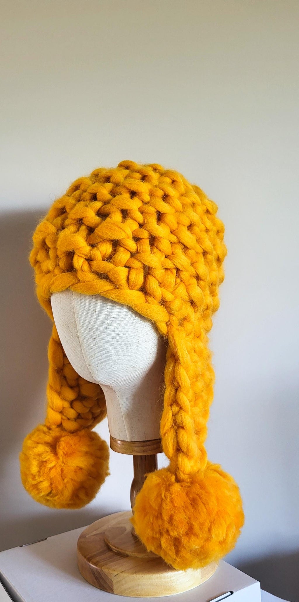 Hand-Knit Merino Wool Ear Flap Hat: Chunky Winter Beanie