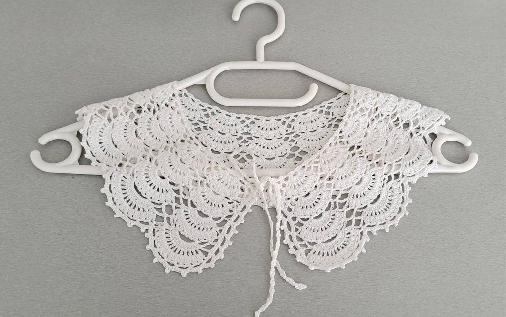 Handmade Crochet Collar: White Cotton Lace, Victorian Style