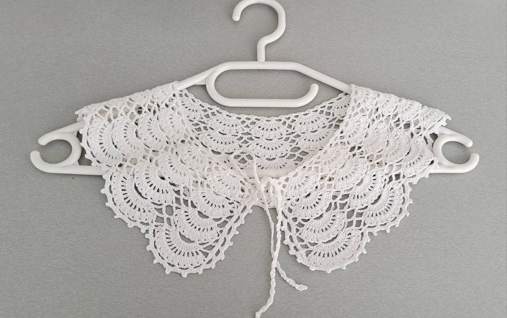 Handmade Crochet Collar: White Cotton Lace, Victorian Style