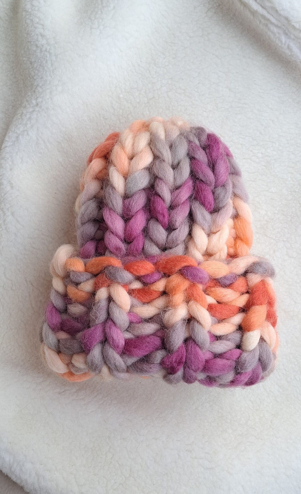 Rainbow Merino Wool Chunky Knit Beanie