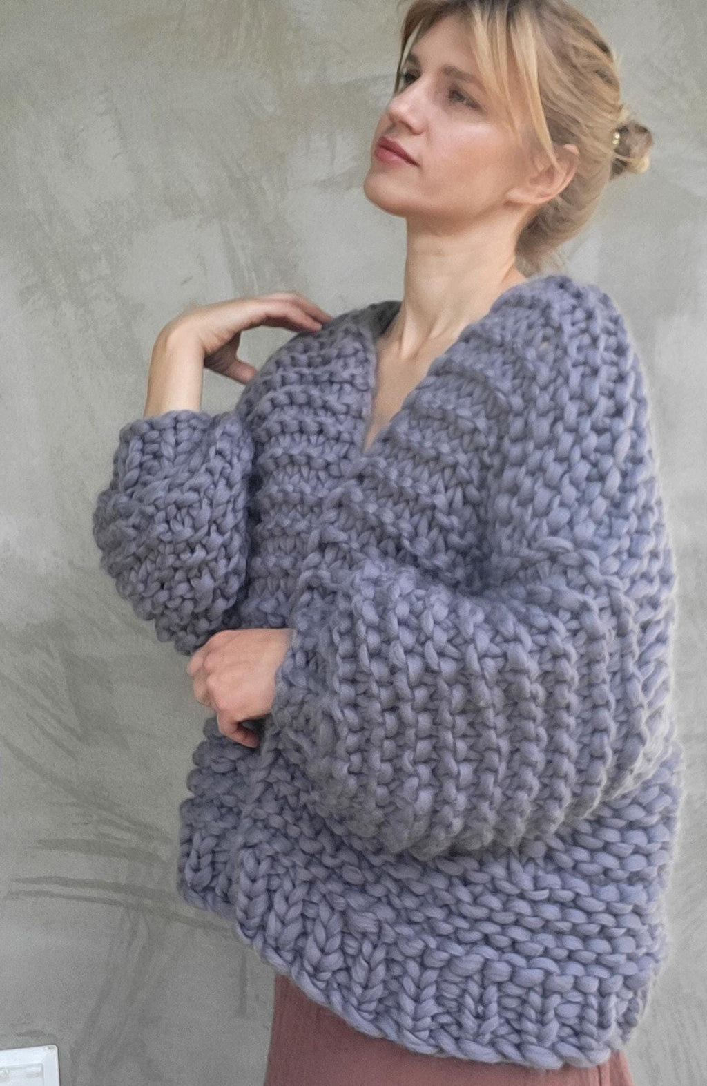 Handmade Chunky Knit Wool Cardigan: Oversized Maxi Duster Sweater
