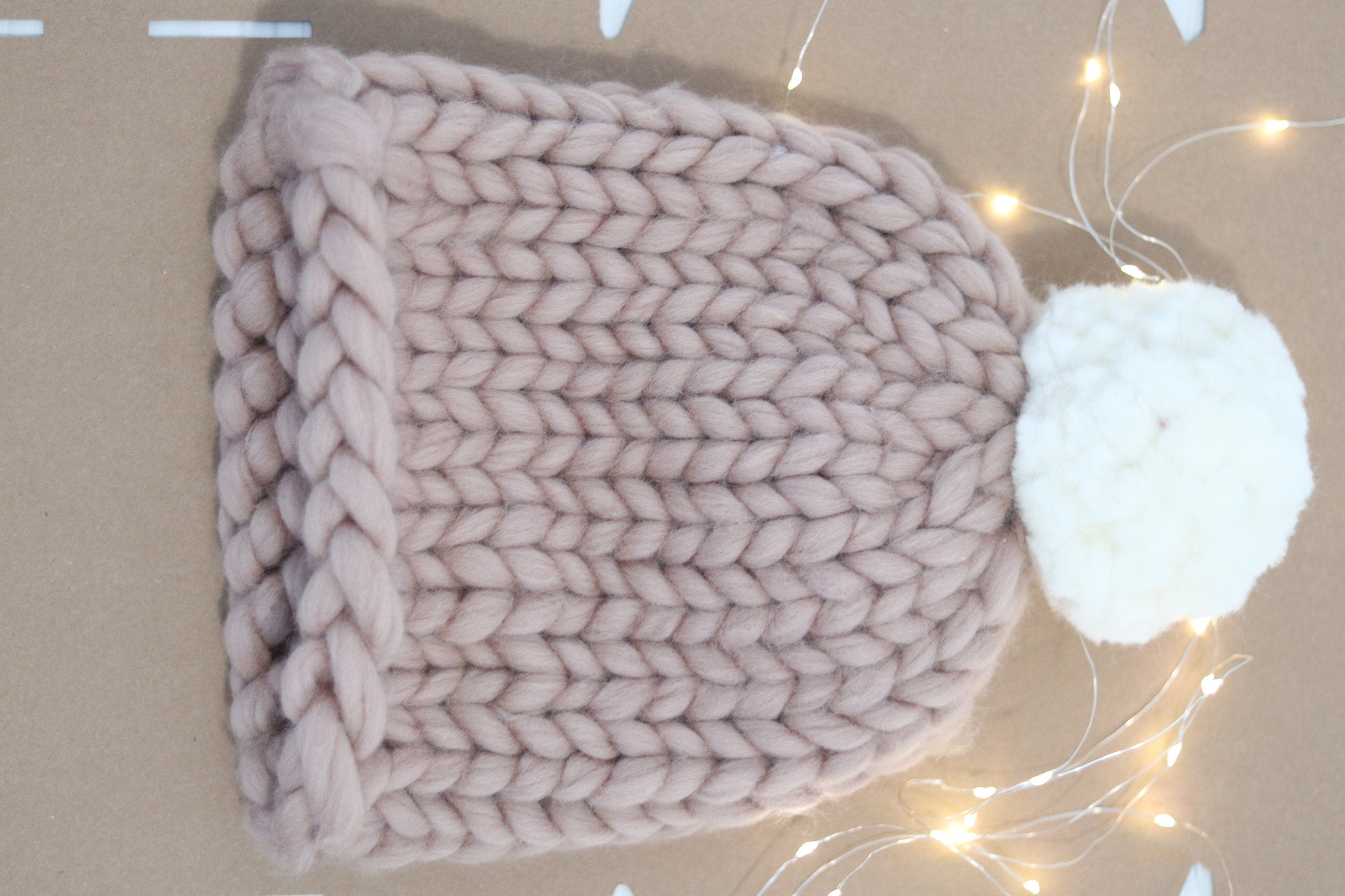 Hand Knitted Merino Wool Kids Pom-Pom Hat (3-10 Years)