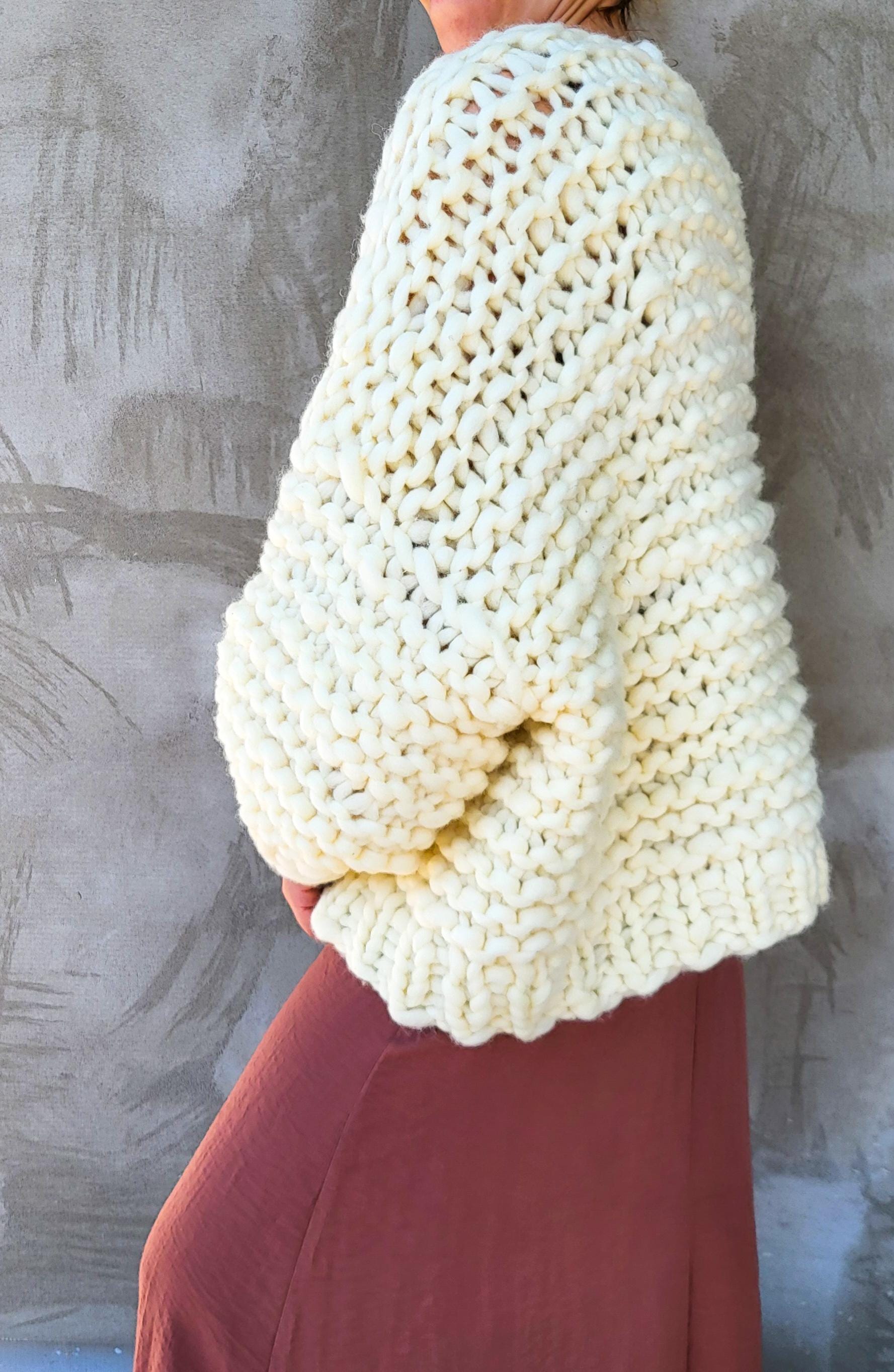 Handmade Chunky Knit Merino Wool Oversize Cardigan