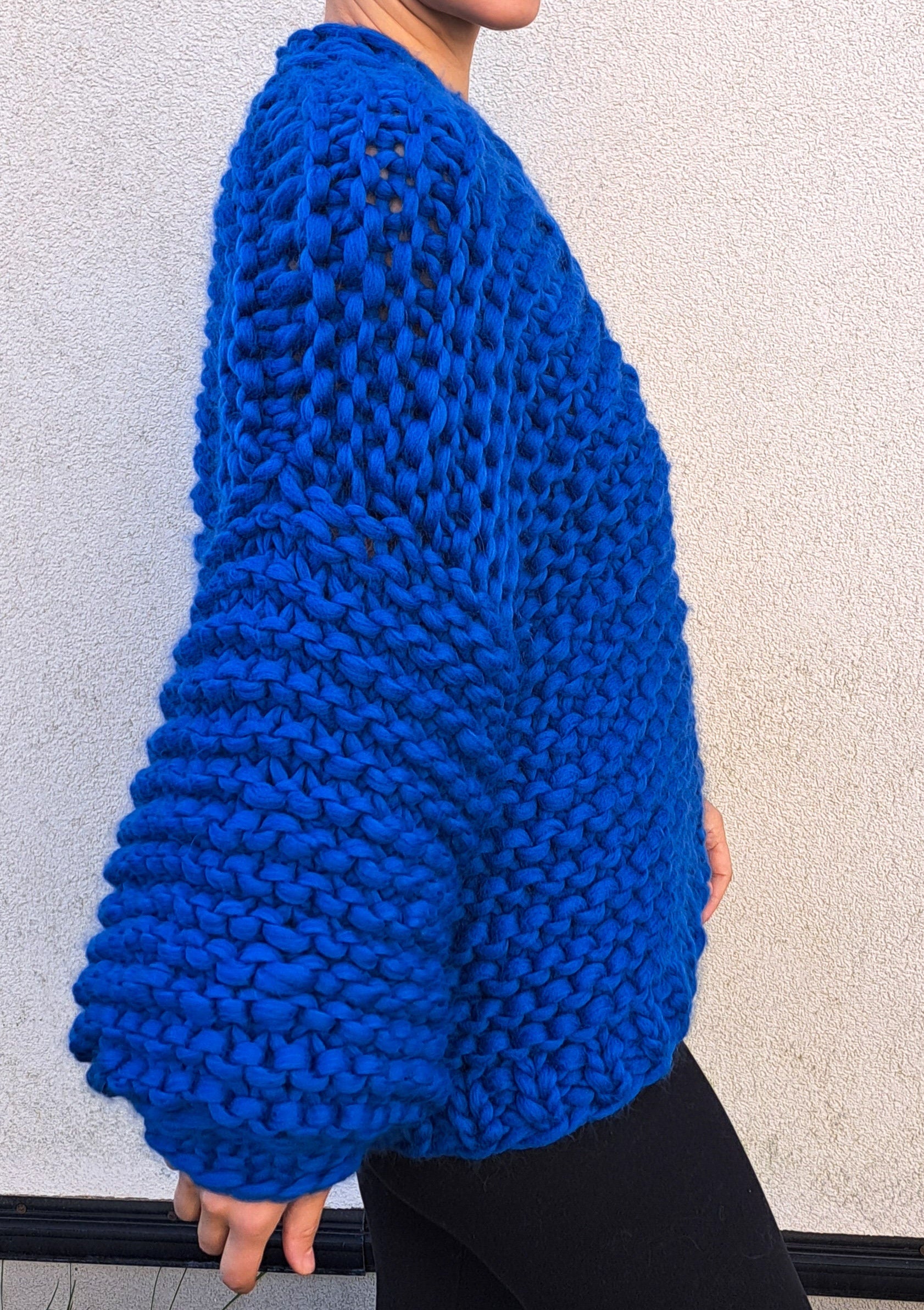 Handmade Chunky Knit Merino Wool Oversize Cardigan