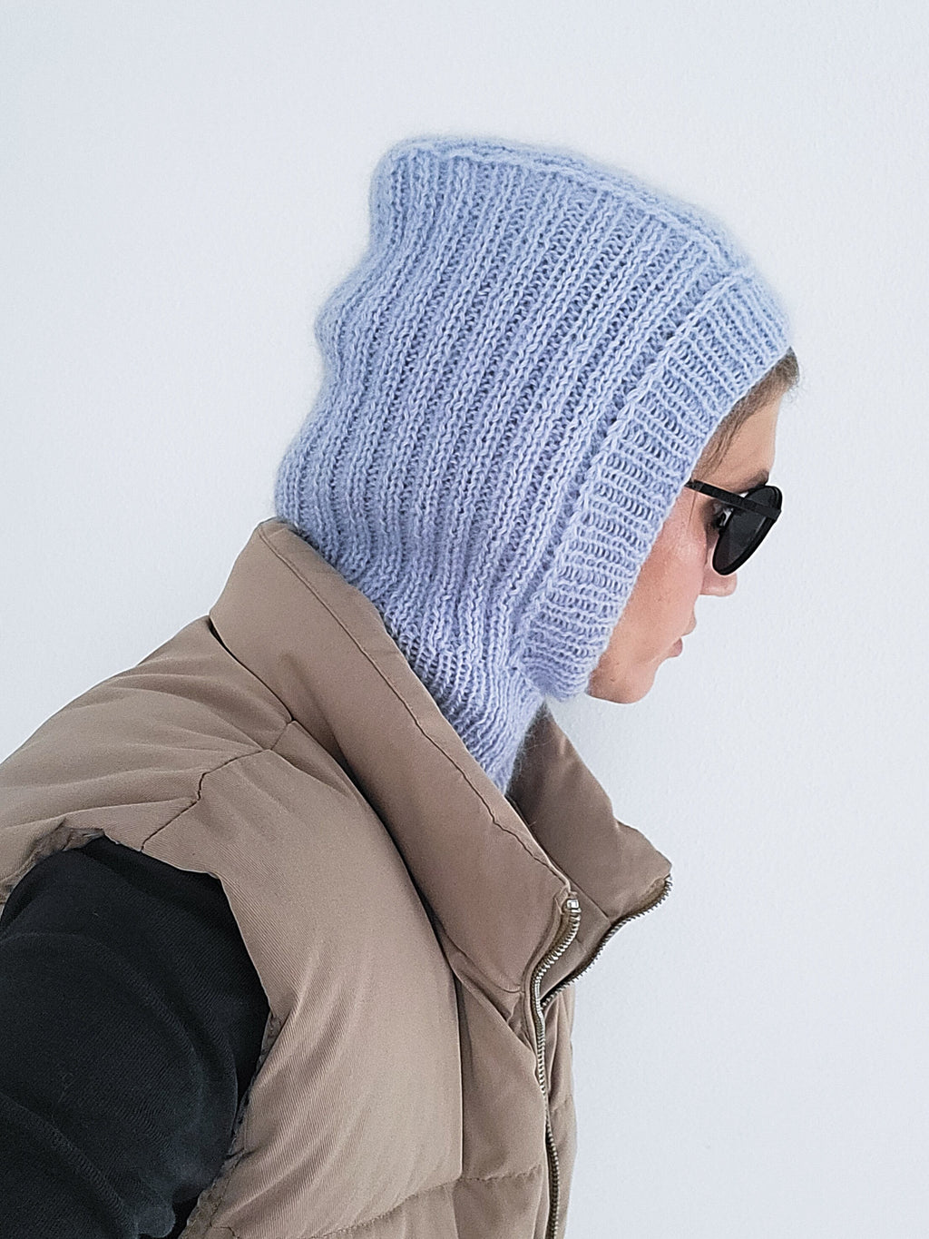 Handmade Merino Wool Balaclava Hood: Mohair Knit Cowl