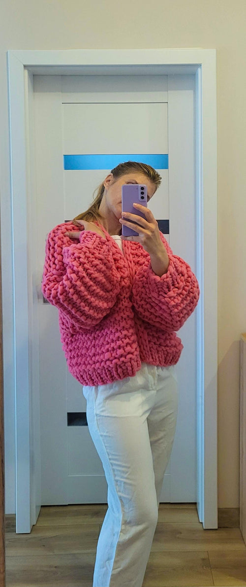 Chunky Merino Wool Cardigan, Oversized Knit Sweater, Winter Warmth
