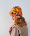 Women Chunky Knit Beanie, Rainbow Wool Winter Knit Hat