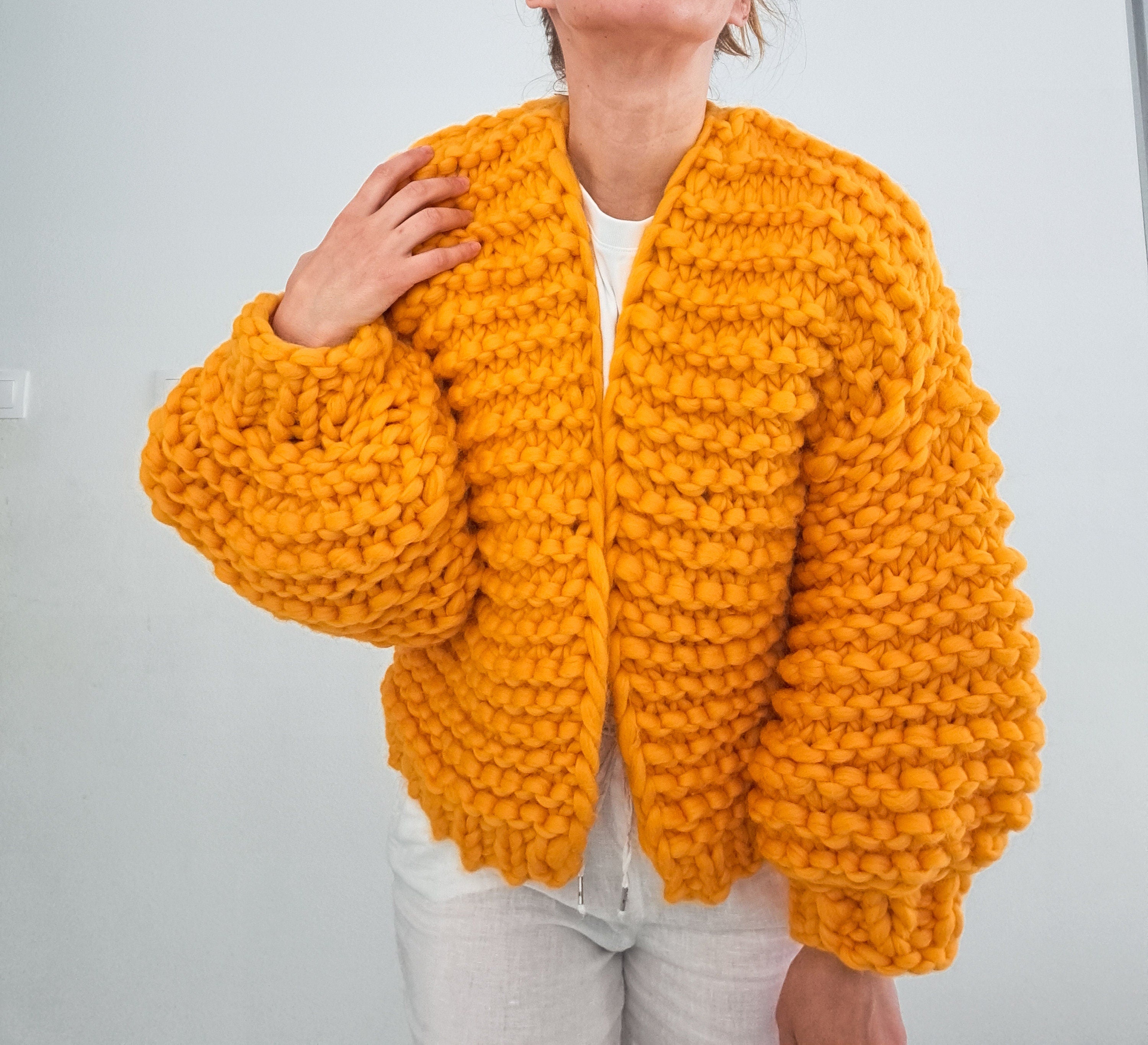 Handmade Chunky Knit Wool Cardigan: Oversized Maxi Duster Sweater