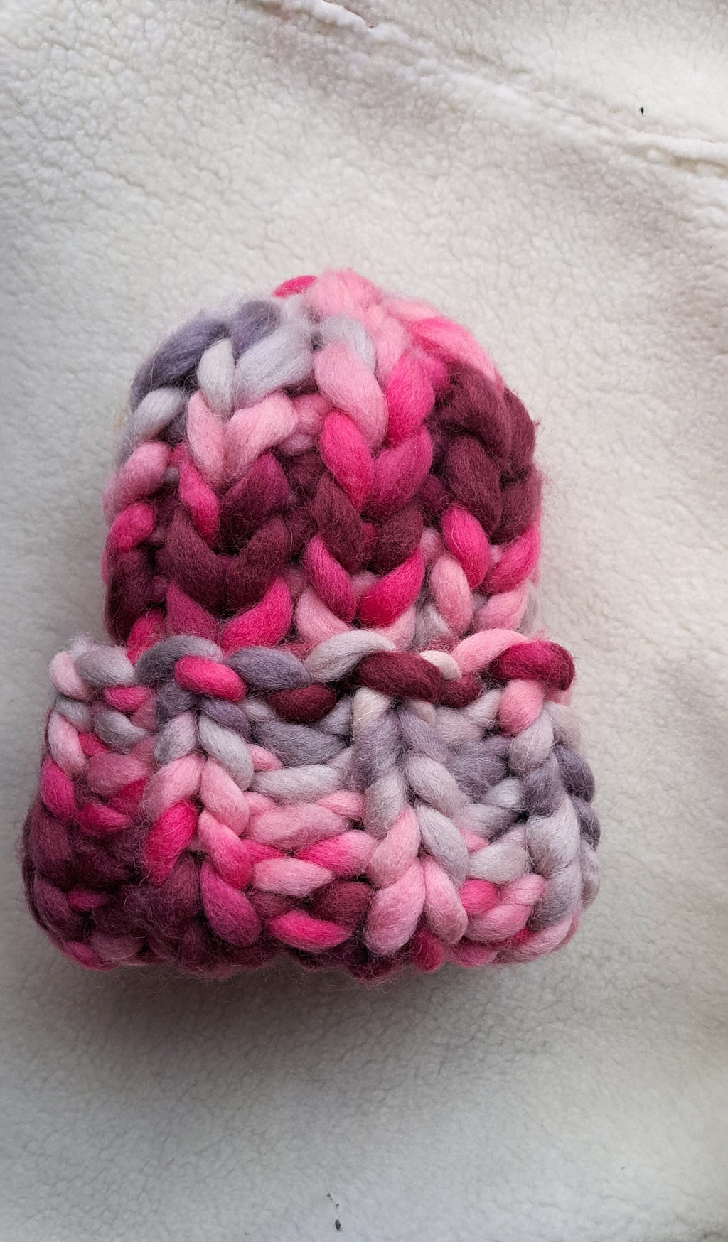 Women Chunky Knit Beanie, Rainbow Wool Winter Knit Hat