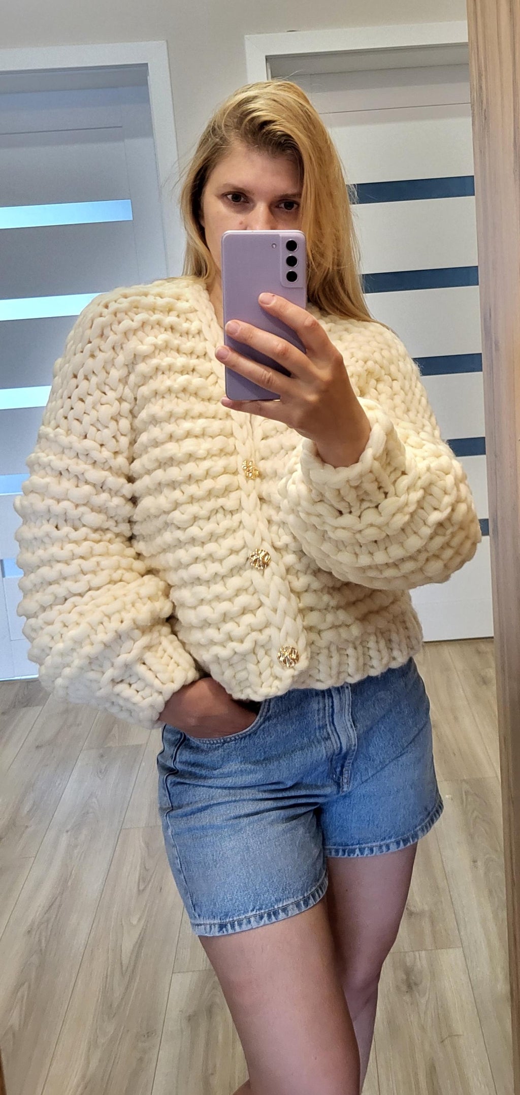 Chunky Merino Wool Cardigan, Oversized Knit Sweater, Winter Warmth