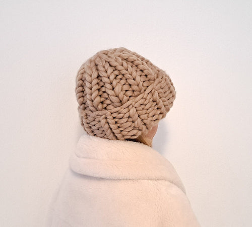 Chunky Knit Beanie in 100% Merino Wool
