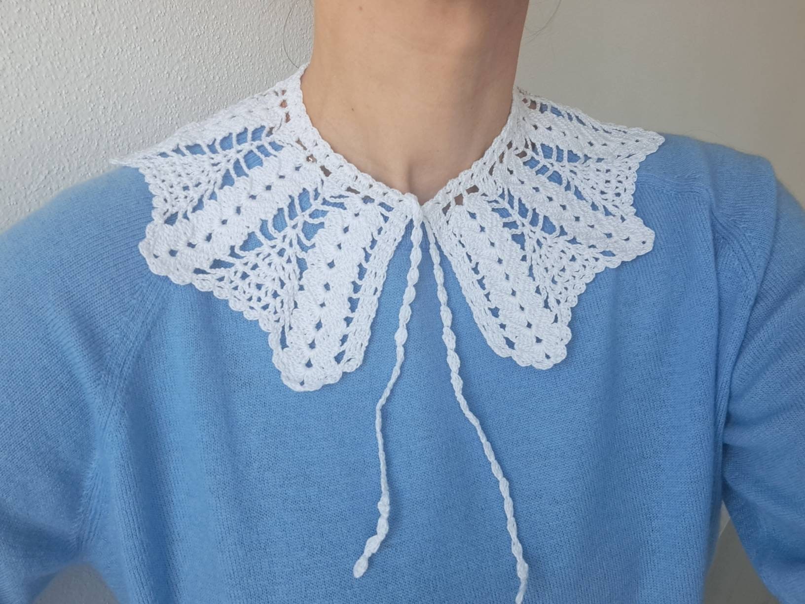 Handmade Crochet Collar: Victorian Style Cotton Lace