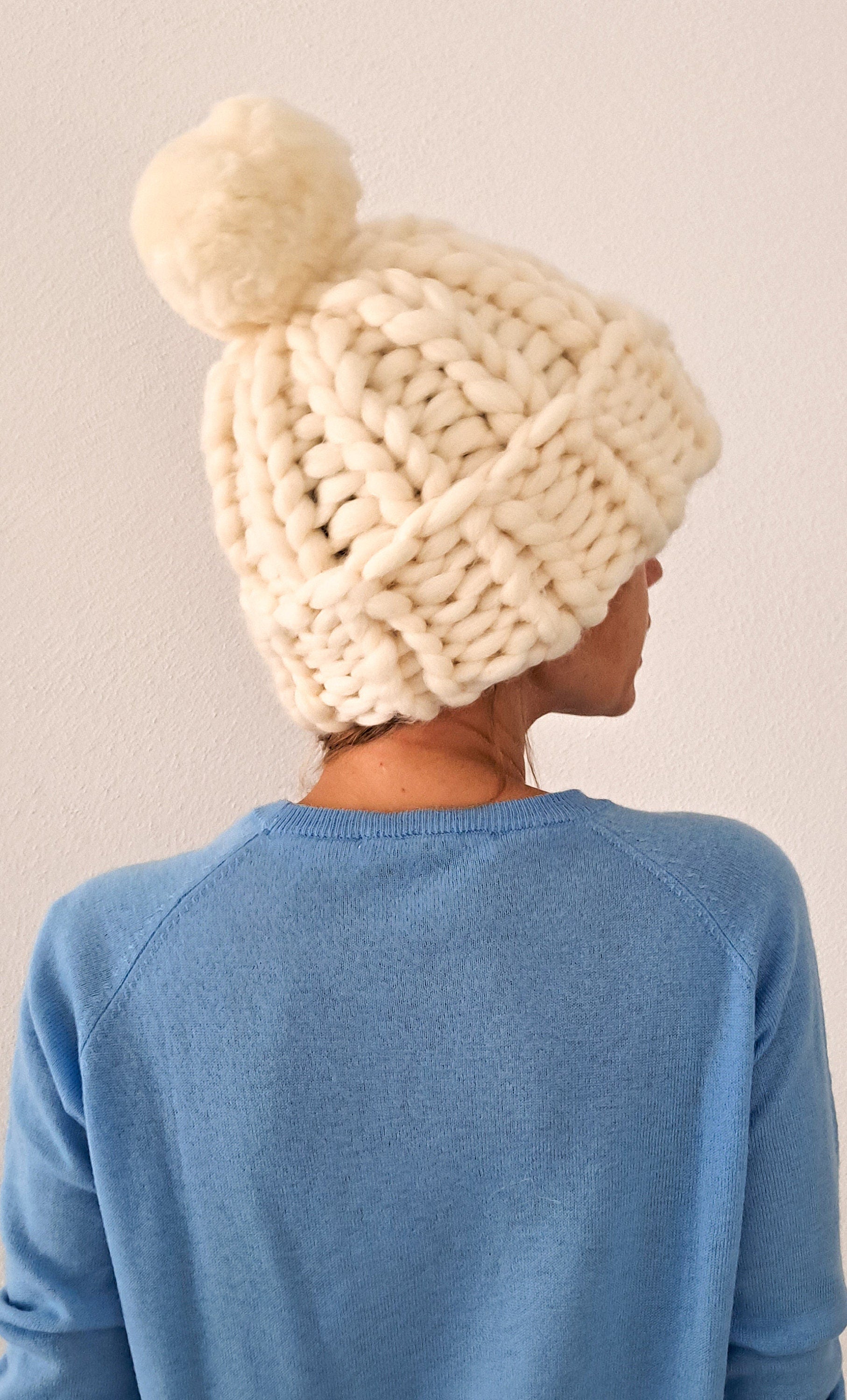 Hand Knit Merino Wool Chunky Beanie: Winter Hat