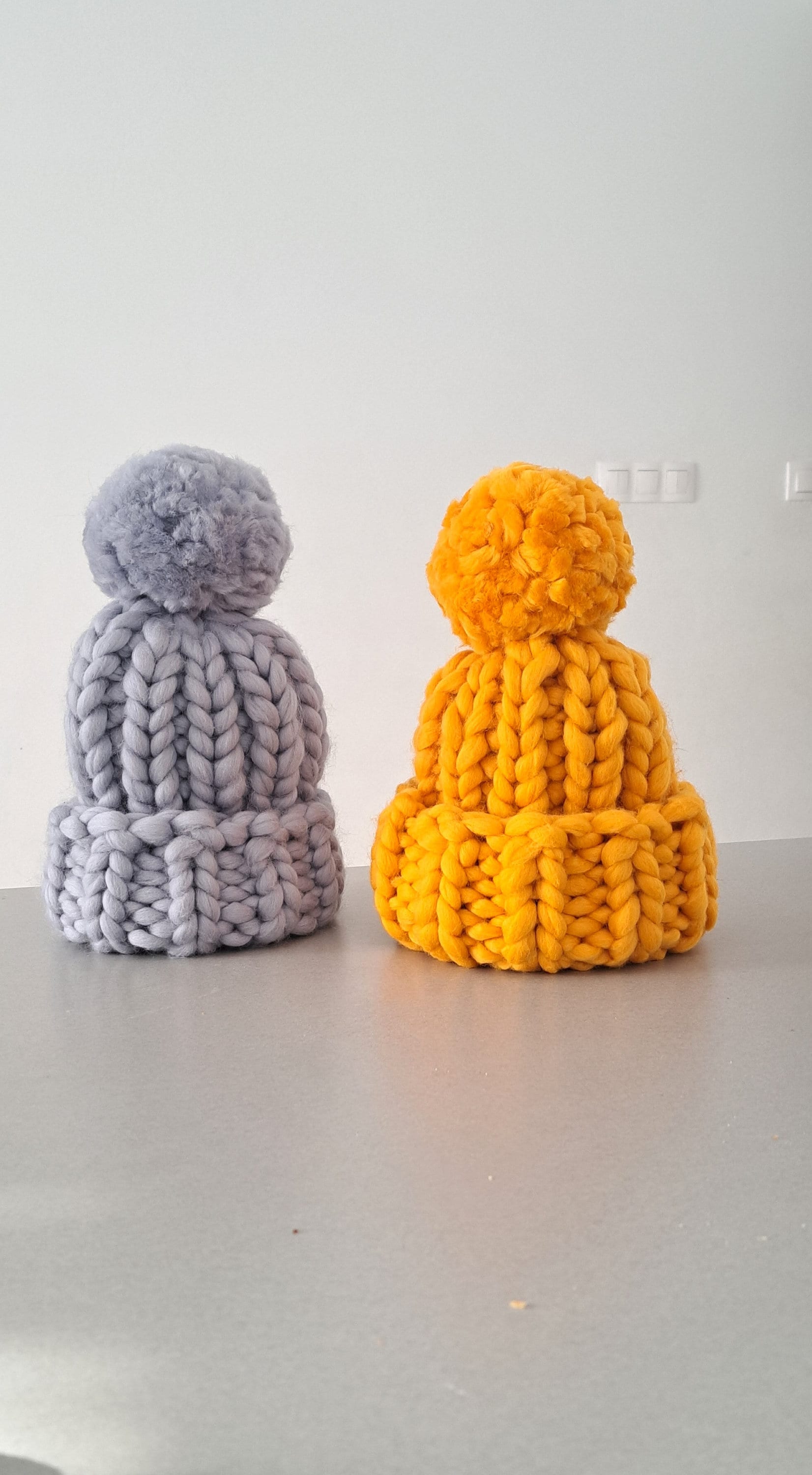 Merino Wool Knit Beanie: Super Chunky Pom Pom Winter Hat