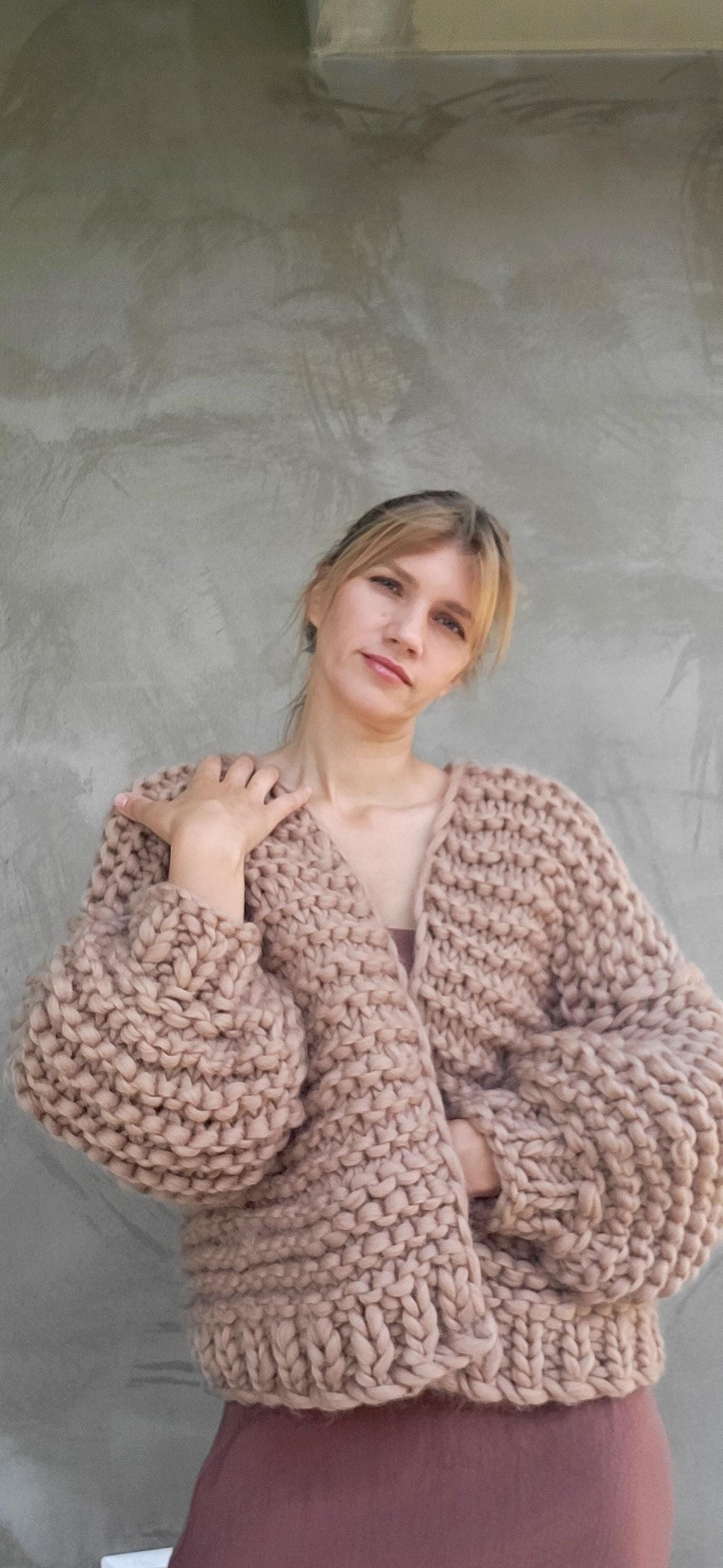 Handmade Chunky Knit Merino Wool Oversize Cardigan