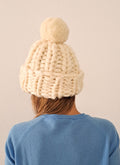 Merino Wool Chunky Knit Beanie: Women's Winter Pom Pom Hat