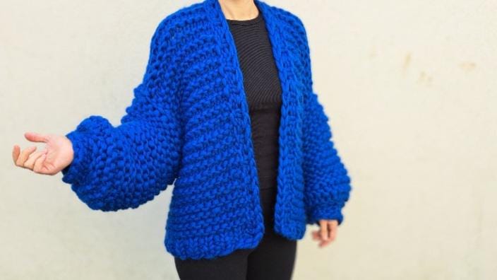 Handmade Chunky Knit Wool Cardigan: Oversized Maxi Duster Sweater