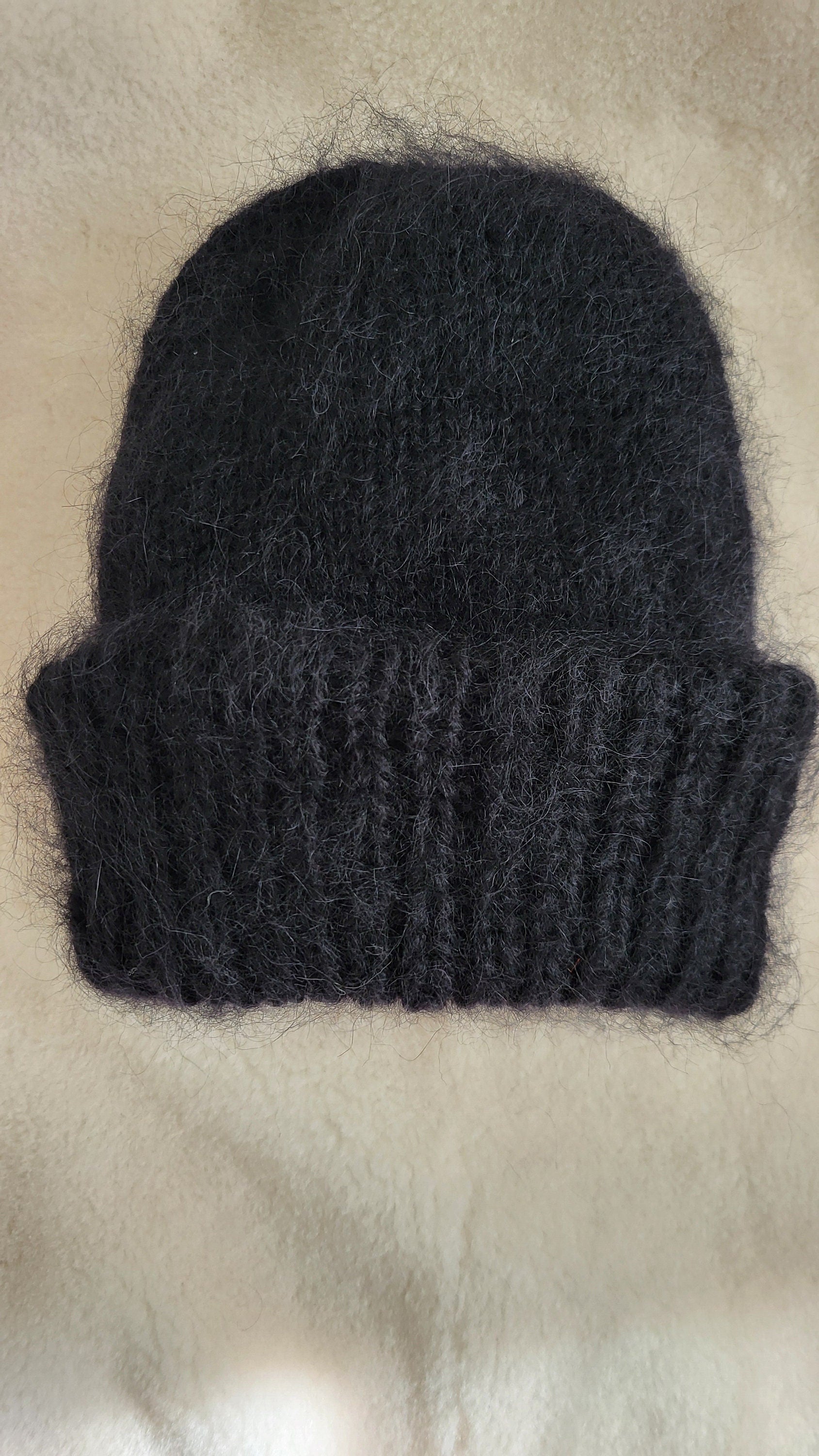 Chunky Knit Mohair Beanie: Women's Winter Fluffy Hat