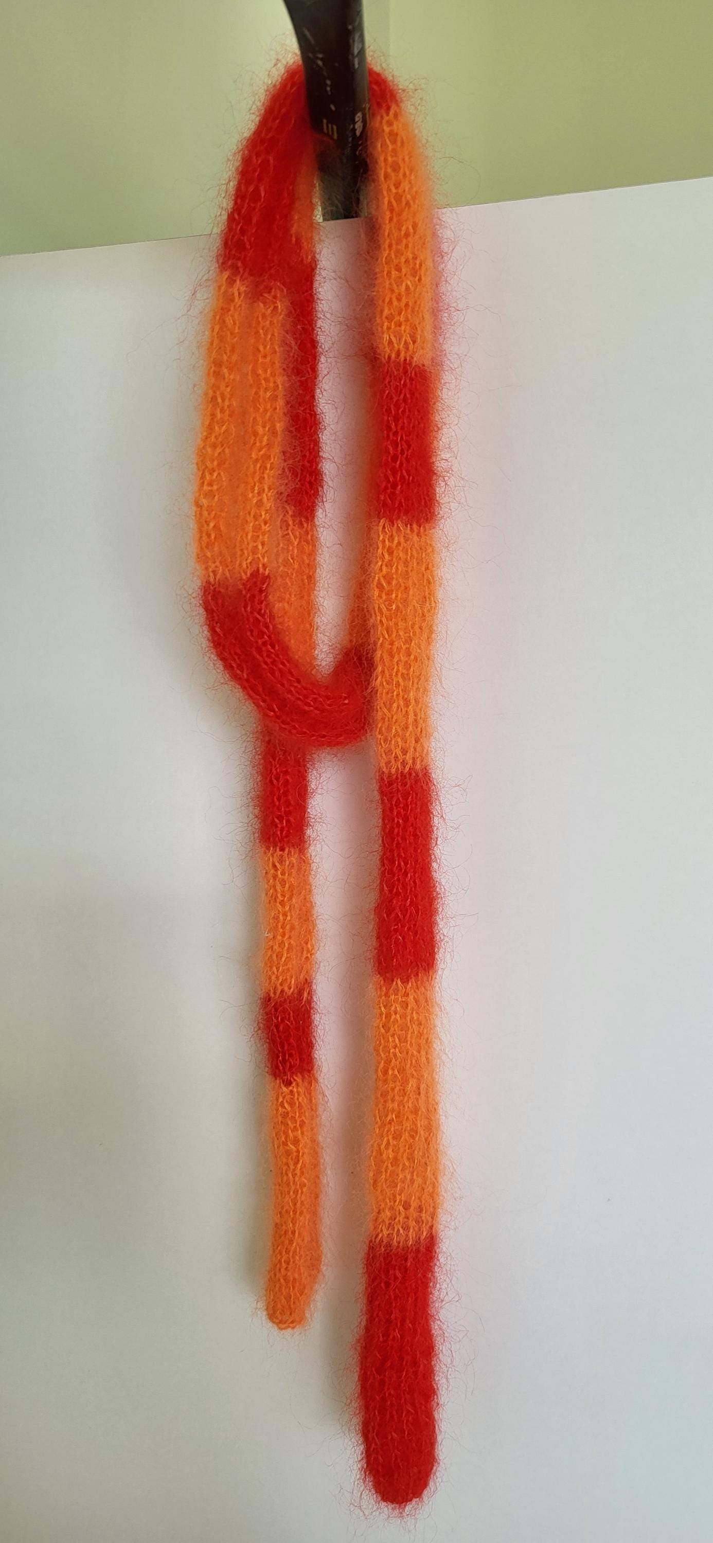 Mohair Silk Mini Scarf: Skinny Fluffy Multicolored Neck Scarf