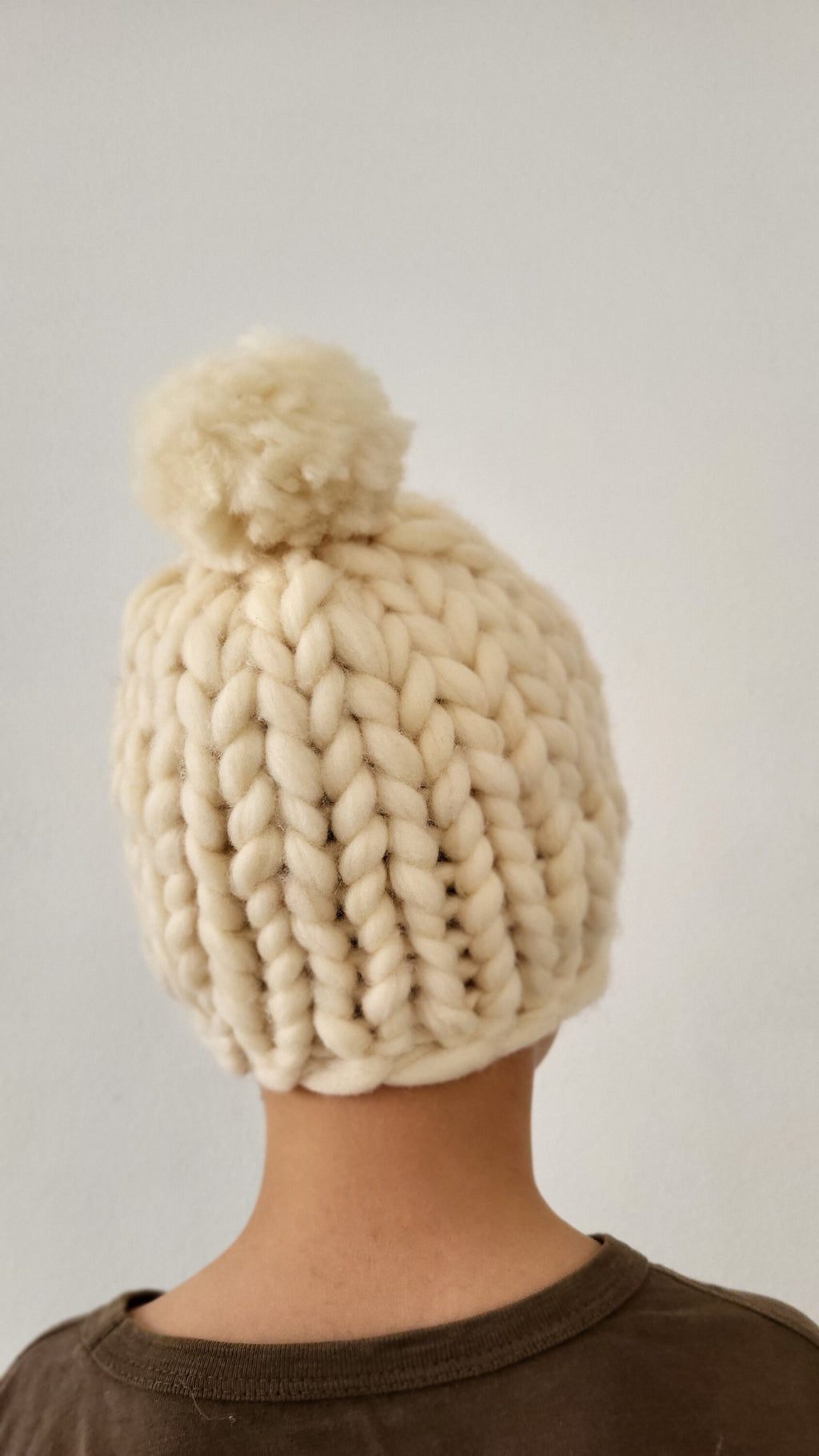 Hand Knitted Merino Wool Kids Pom-Pom Hat (3-10 Years)