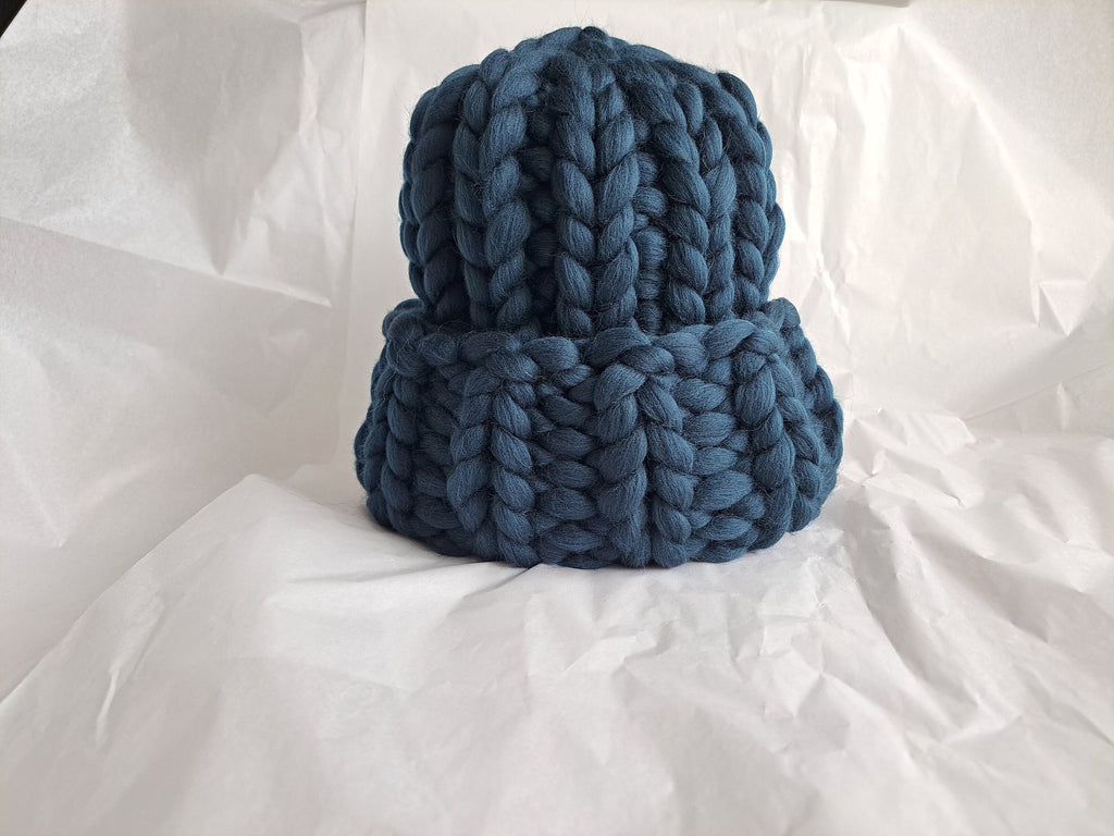 Super Chunky Knit Merino Wool Hat - Beige Winter Hat
