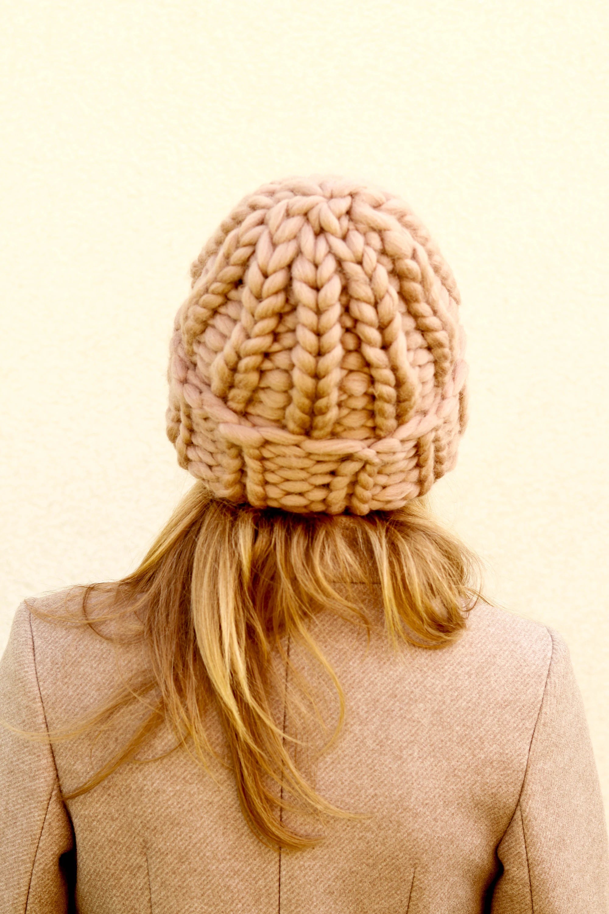 Chunky Knit Beanie in 100% Merino Wool