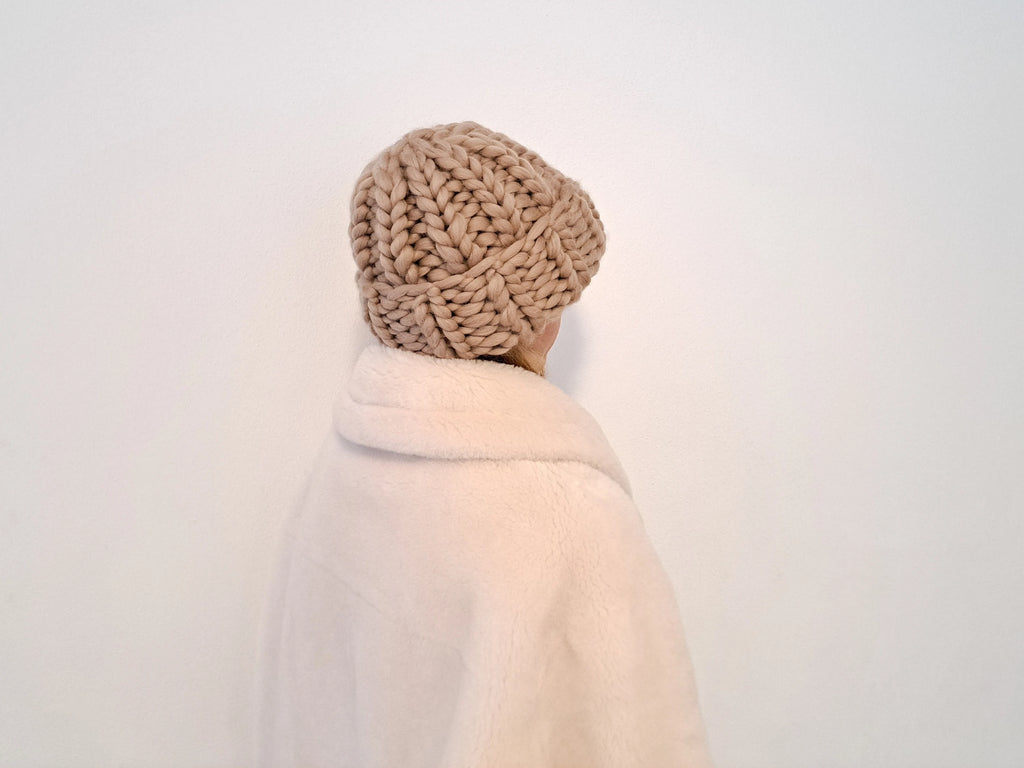 Chunky Knit Beanie in 100% Merino Wool
